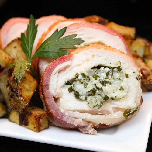 Gorgonzola-Stuffed Chicken Breasts Wrapped in Bacon