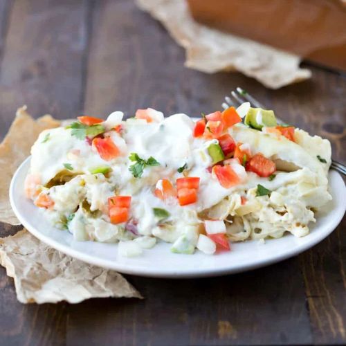 Creamy Salsa Verde Chicken Enchiladas