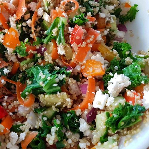 Kale, Quinoa, and Avocado Salad with Lemon Dijon Vinaigrette