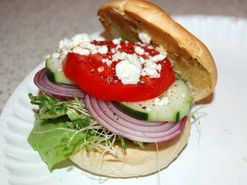 Fresh Veggie Bagel Sandwich