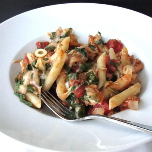 Chicken, Spinach, and Cheese Pasta Bake