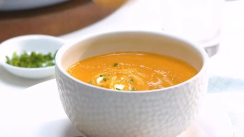 Sweet Potato, Carrot, Apple, and Red Lentil Soup