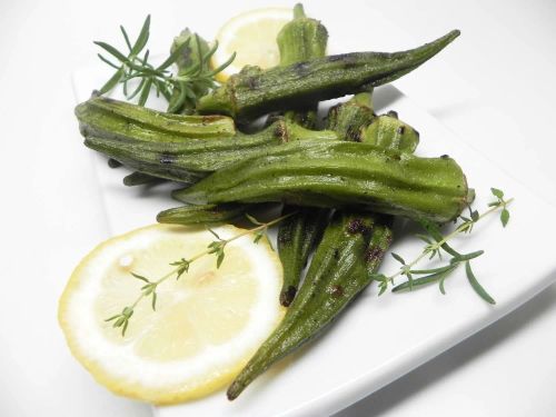 Lemony Grilled Okra