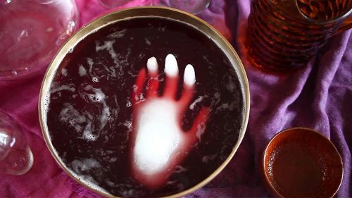 Halloween Punch with Frozen Hand