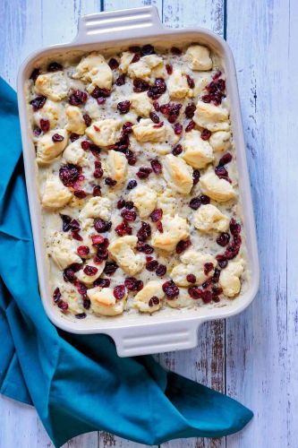 Sausage, Cranberry, and Biscuit Breakfast Bake