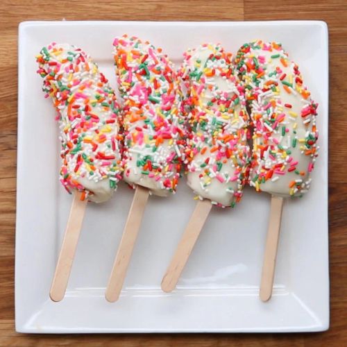 White Chocolate Rainbow Frozen Banana