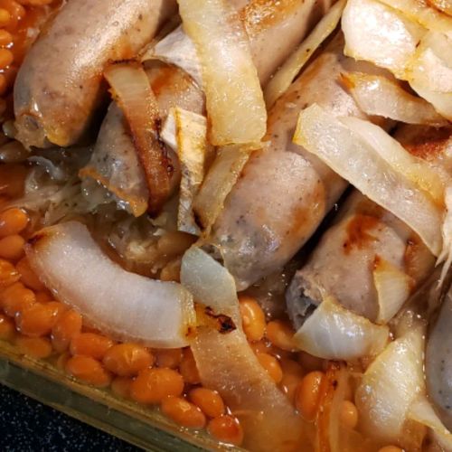 Bratwurst, Sauerkraut and Bean Casserole