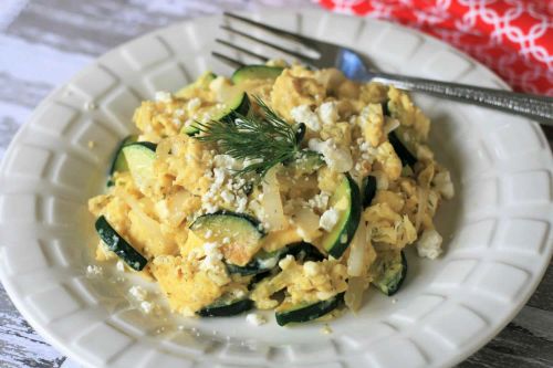 Scrambled Eggs with Zucchini and Feta