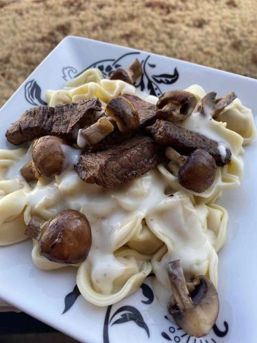 Steak and Mushroom Tortellini Alfredo