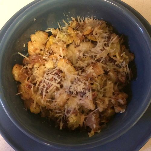 Fried Yellow Squash with Potatoes and Onions