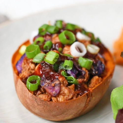 5-Ingredient BBQ Chicken-Stuffed Sweet Potatoes