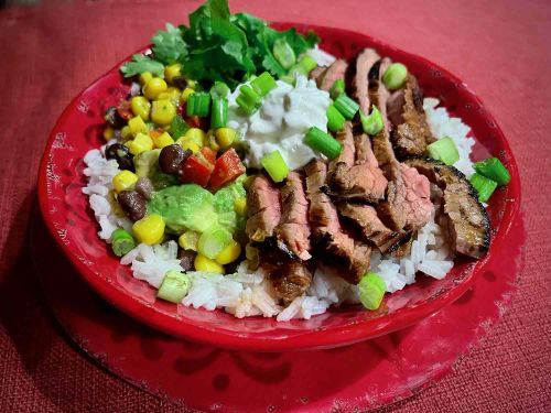 Steak and Rice Bowls with Vegetable Relish