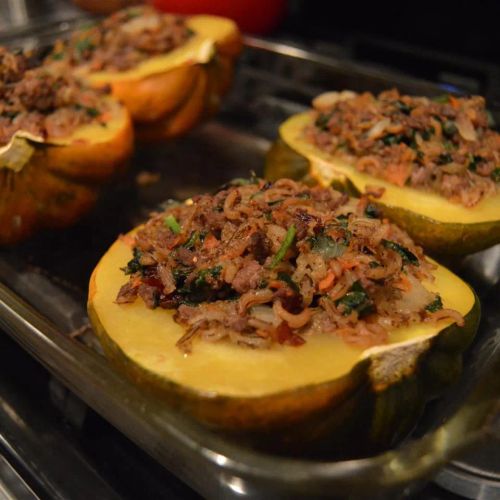 Venison and Wild Rice Stuffed Acorn Squash