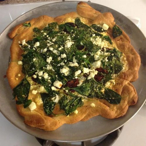 Greek Pizza with Spinach, Feta and Olives