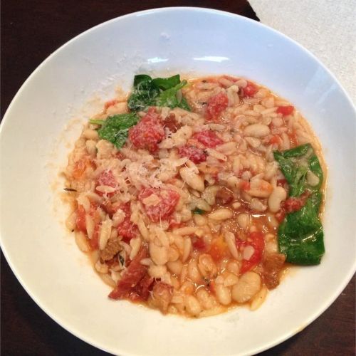 White Bean, Spinach, and Barley Stew