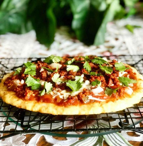 Keto Fathead Pizza with Chorizo and Salsa