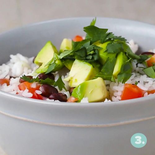 Microwaved Veggie Rice Bowl