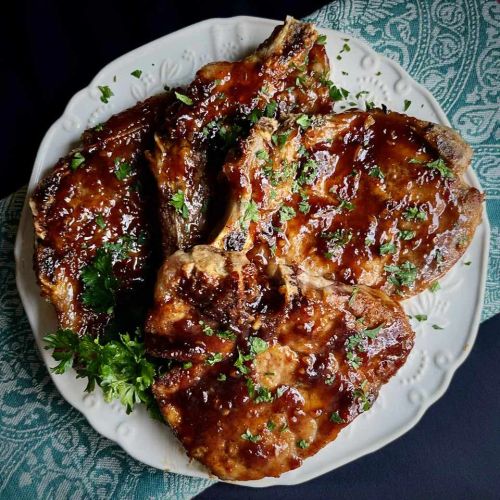 Spicy Air Fryer Pork Chops with Apricot Glaze