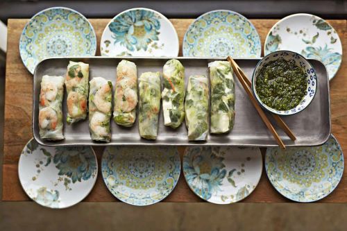 Shrimp Spring Rolls with Chimichurri Sauce