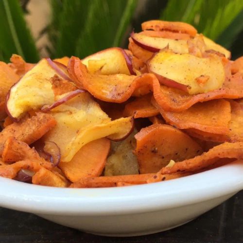 Spiralized Roasted Vanilla Sweet Potatoes and Apples