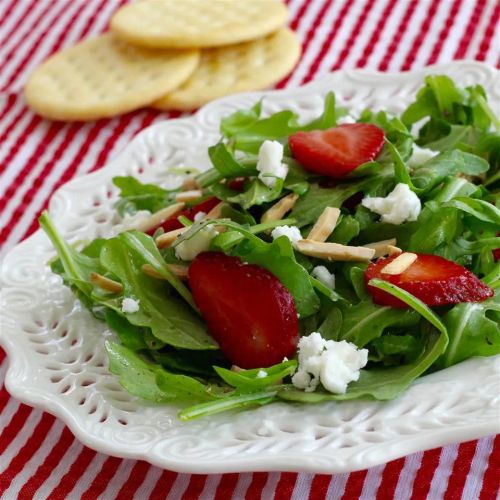 Arugula and Strawberry Salad with Feta Cheese