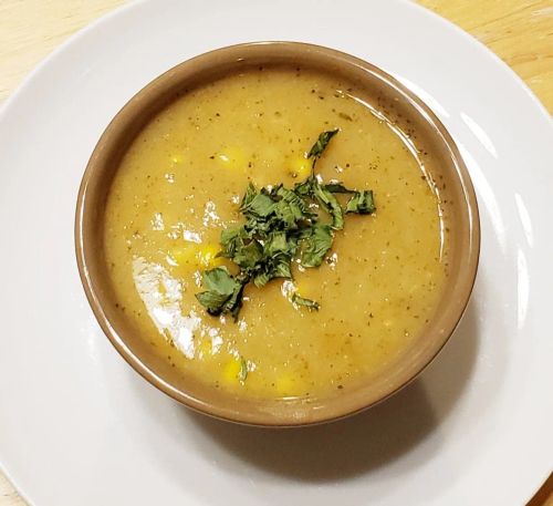 Cream of Patty Pan Squash and Sweet Corn Soup