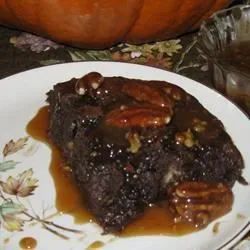 Chocolate Bread Pudding with Bourbon Pecan Sauce