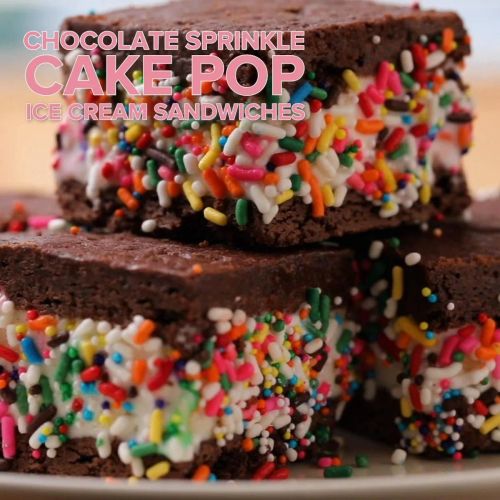 Chocolate Sprinkle Cake Pop Ice Cream Sandwiches