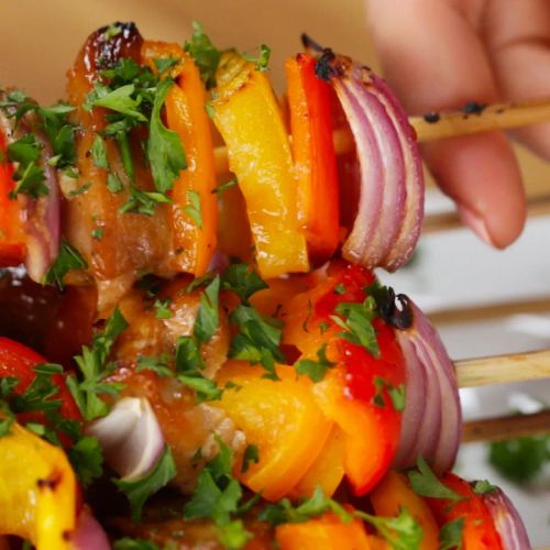 Honey-Garlic Chicken & Veggie Skewers