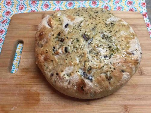 No-Knead Skillet Olive Bread