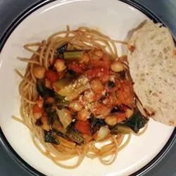 Vegetarian Pasta Sauce with Artichokes and Greens