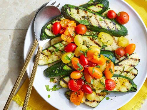 Grilled Zucchini with Tomatoes and Mint