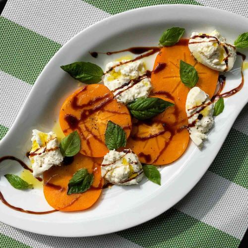 Fuyu Persimmon and Burrata Caprese Salad