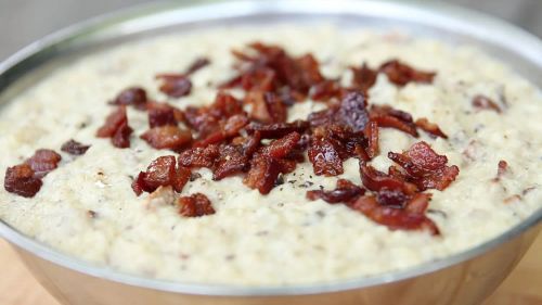 Cheesy Cauliflower Risotto with Bacon