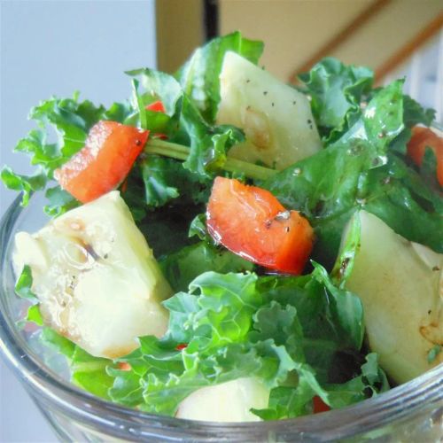 Colorful Kale and Spinach Salad and Homemade Dressing