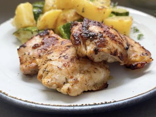 Grilled Dill Pickle Chicken Thighs