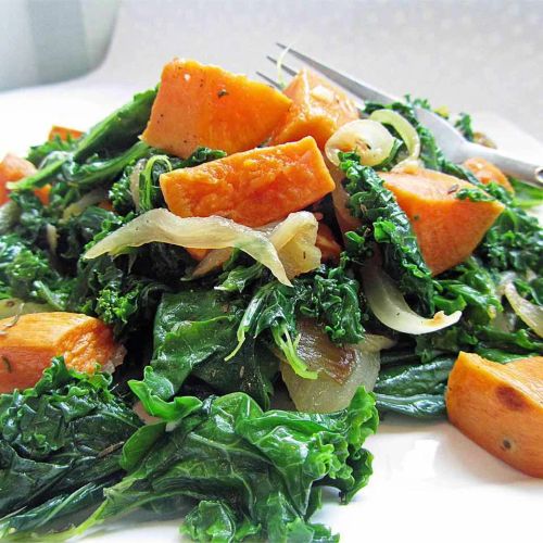 Roasted Yam and Kale Salad