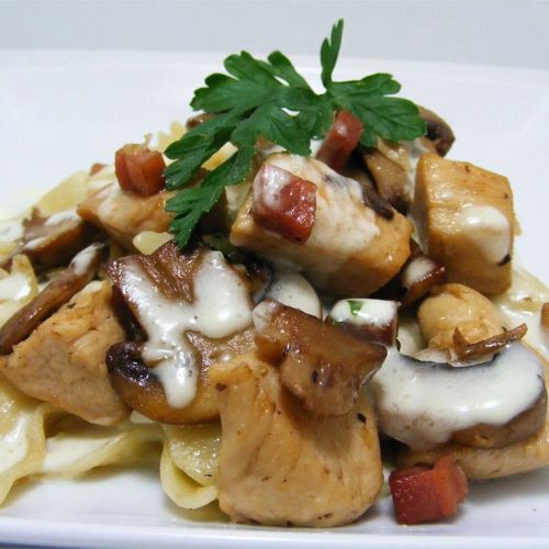 Chicken and Bowtie Pasta with Asiago Cream Sauce