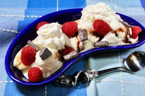 Banana Split with Raspberries