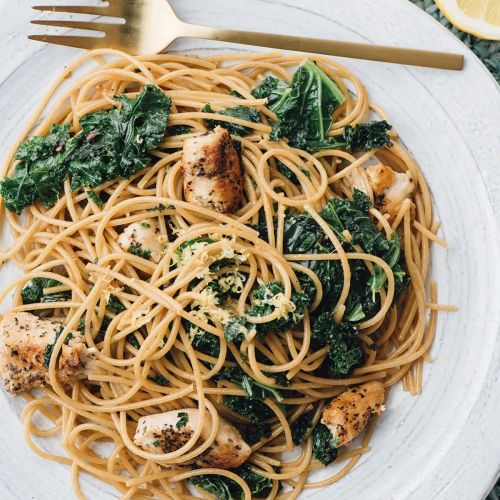 Whole Wheat Pasta With Lemon Kale Chicken