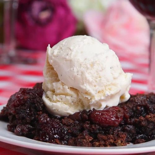 Chocolate Cherry Skillet Cobbler