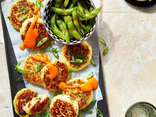 Kimchi Rice Patties with Spicy Edamame