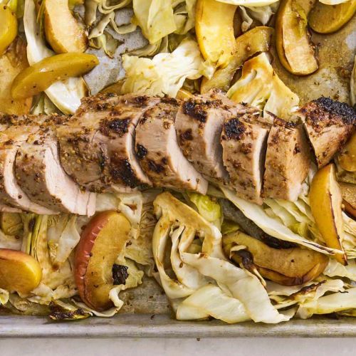 Dijon Pork with Apples and Cabbage