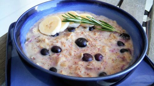 Banana-Blueberry Oatmeal with Rosemary