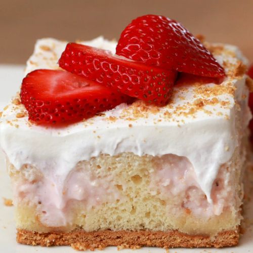 Strawberry Cheesecake Poke Cake