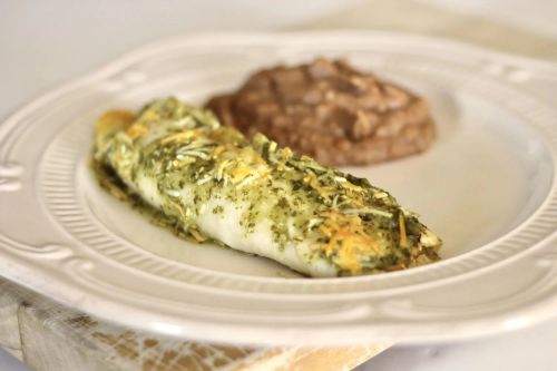 Spicy Chicken Enchiladas with Tomatillo Salsa