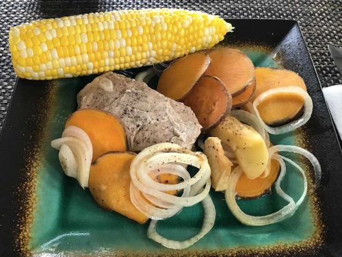 Pork Chops with Apples, Onions, and Sweet Potatoes