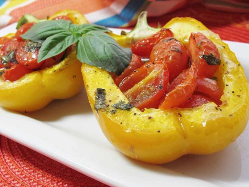 Peppers Roasted with Garlic, Basil, and Tomatoes