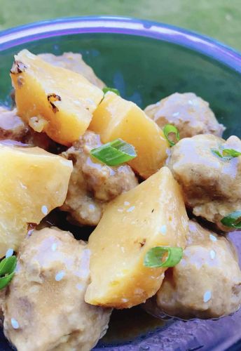 Asian-Inspired Pork Meatballs with Pineapple in the Slow Cooker