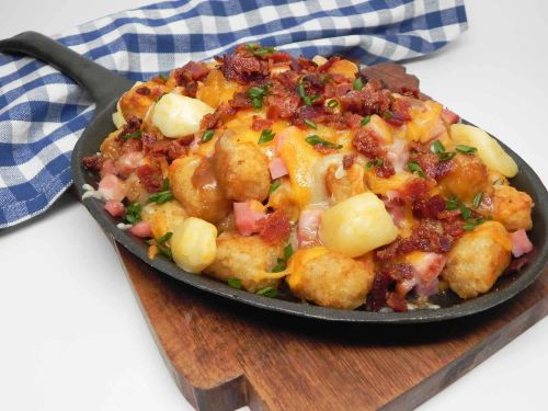 Cheesy Bacon, Ham, and Swiss Tater Tots Poutine